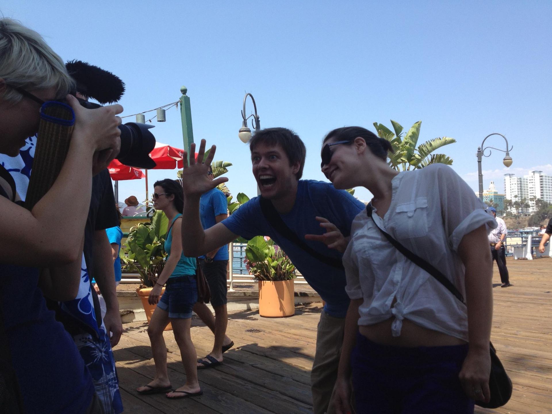 Filming on the Santa Monica pier